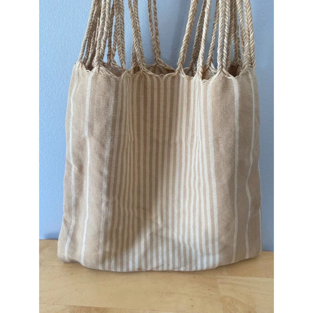 Unbranded Striped Tote Canvas Shoulder Bag